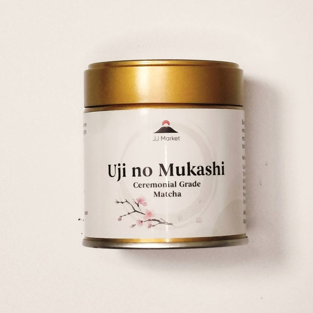 Uji no Mukashi Ceremonial Grade Matcha container on a white background