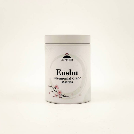 Enshu Ceremonial Grade Matcha container on a white background