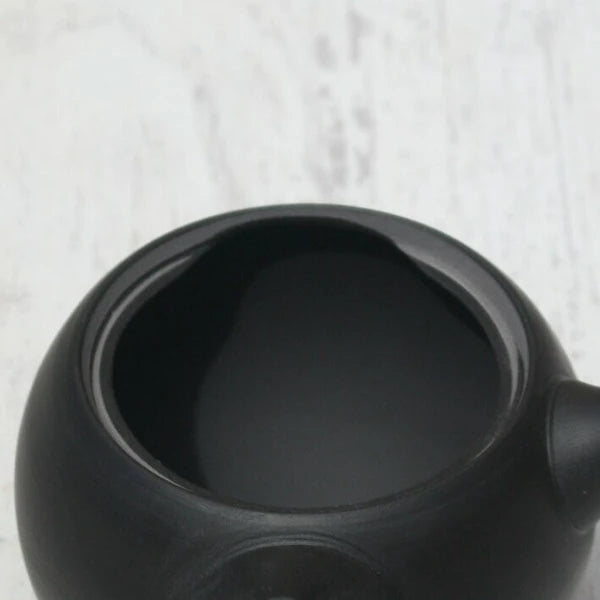 Black Clay Round Kyusu Teapot with Ceramic Strainer (Tokoname ware) - JJ Market