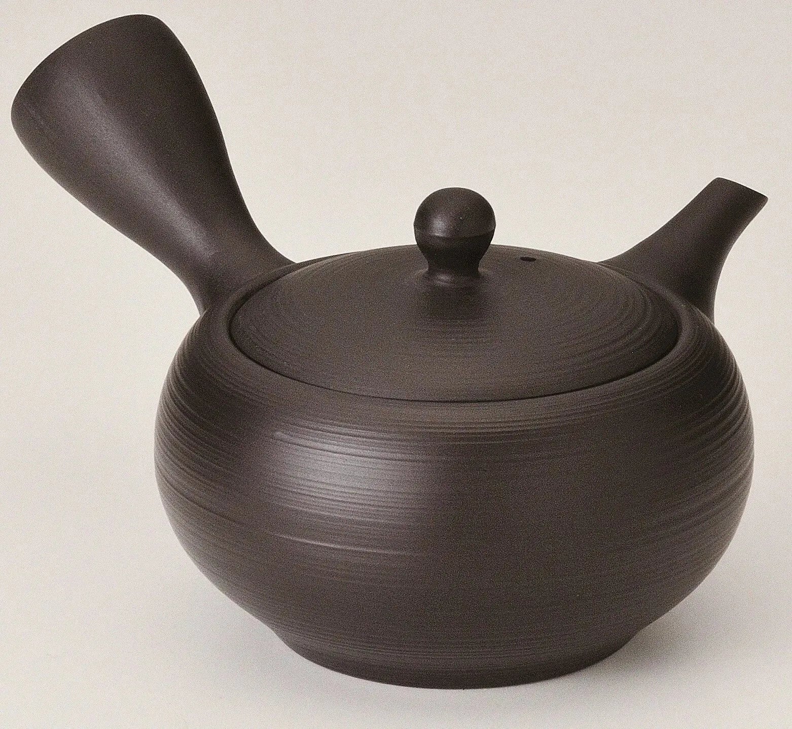 Kyusu Teapot 370cc Black Flat-Round Tosei Kiln (Tokoname ware) - JJ Market