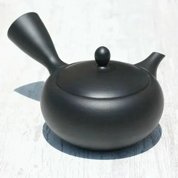 Kyusu Teapot Black Flat-Round Takasuke Kikn (Tokoname ware) - JJ Market