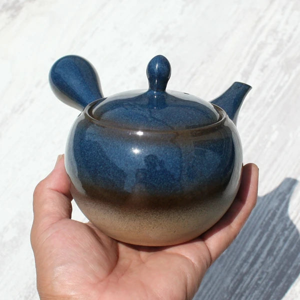 Kyusu Teapot Blue-Glazed with Stainless Strainer (Tokoname ware) - JJ Market