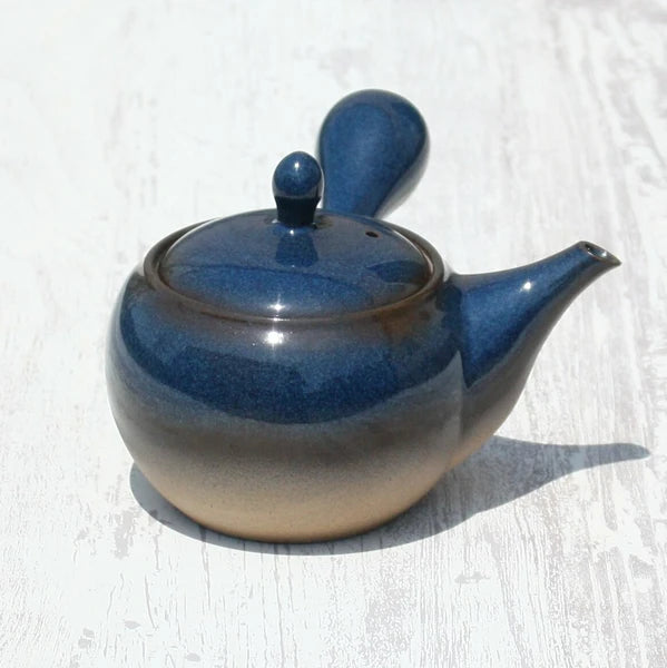 Kyusu Teapot Blue-Glazed with Stainless Strainer (Tokoname ware) - JJ Market