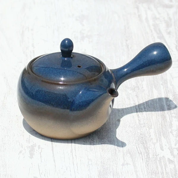 Kyusu Teapot Blue-Glazed with Stainless Strainer (Tokoname ware) - JJ Market