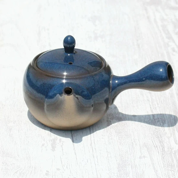 Kyusu Teapot Blue-Glazed with Stainless Strainer (Tokoname ware) - JJ Market