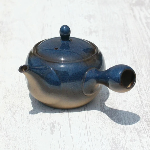 Kyusu Teapot Blue-Glazed with Stainless Strainer (Tokoname ware) - JJ Market