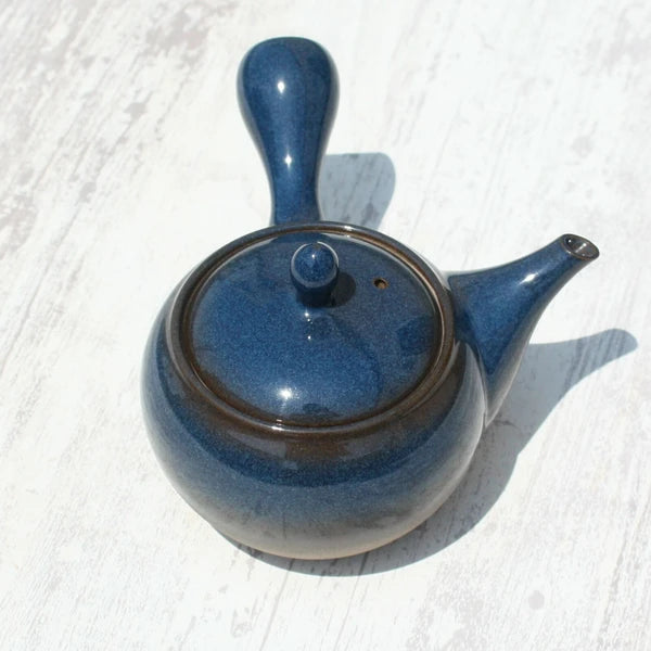 Kyusu Teapot Blue-Glazed with Stainless Strainer (Tokoname ware) - JJ Market