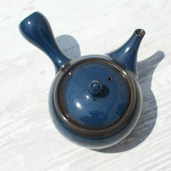 Kyusu Teapot Blue-Glazed with Stainless Strainer (Tokoname ware) - JJ Market