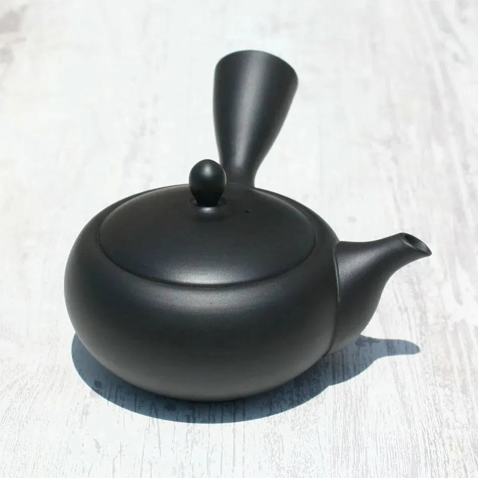 Kyusu Teapot Black Flat-Round Takasuke Kikn (Tokoname ware) - JJ Market