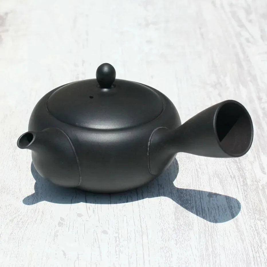 Kyusu Teapot Black Flat-Round Takasuke Kikn (Tokoname ware) - JJ Market