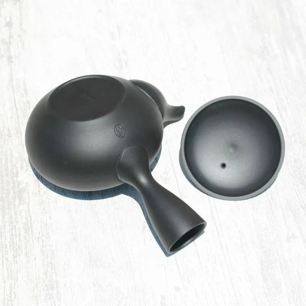 Kyusu Teapot Black Flat-Round Takasuke Kikn (Tokoname ware) - JJ Market