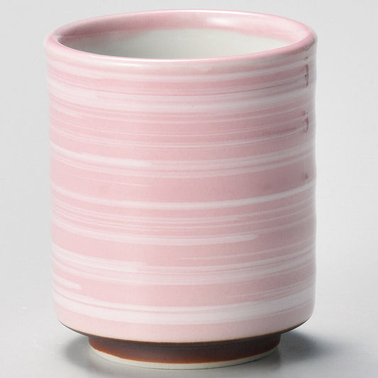 Yunomi Teacup Pink & White Hakeme (Mino Ware)