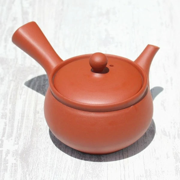 Red Clay Jar-Shaped Kyusu Teapot with Ceramic Strainer (Tokoname ware) - JJ Market