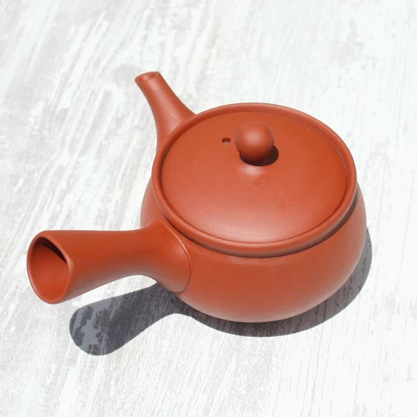 Red Clay Jar-Shaped Kyusu Teapot with Ceramic Strainer (Tokoname ware) - JJ Market