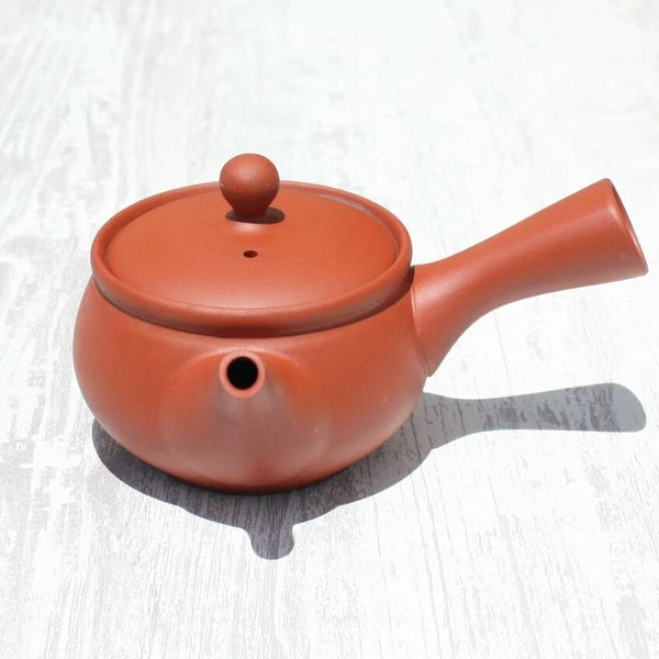 Red Clay Jar-Shaped Kyusu Teapot with Ceramic Strainer (Tokoname ware) - JJ Market