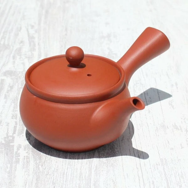 Red Clay Jar-Shaped Kyusu Teapot with Ceramic Strainer (Tokoname ware) - JJ Market