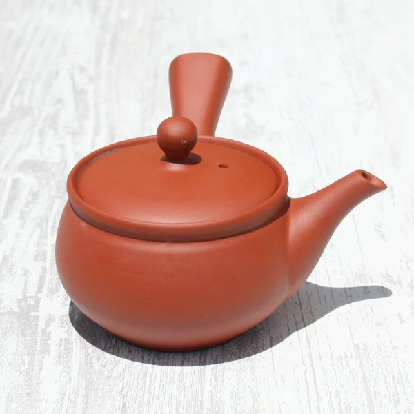 Red Clay Jar-Shaped Kyusu Teapot with Ceramic Strainer (Tokoname ware) - JJ Market