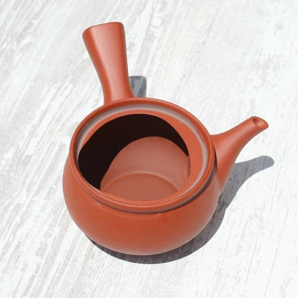 Red Clay Jar-Shaped Kyusu Teapot with Ceramic Strainer (Tokoname ware) - JJ Market