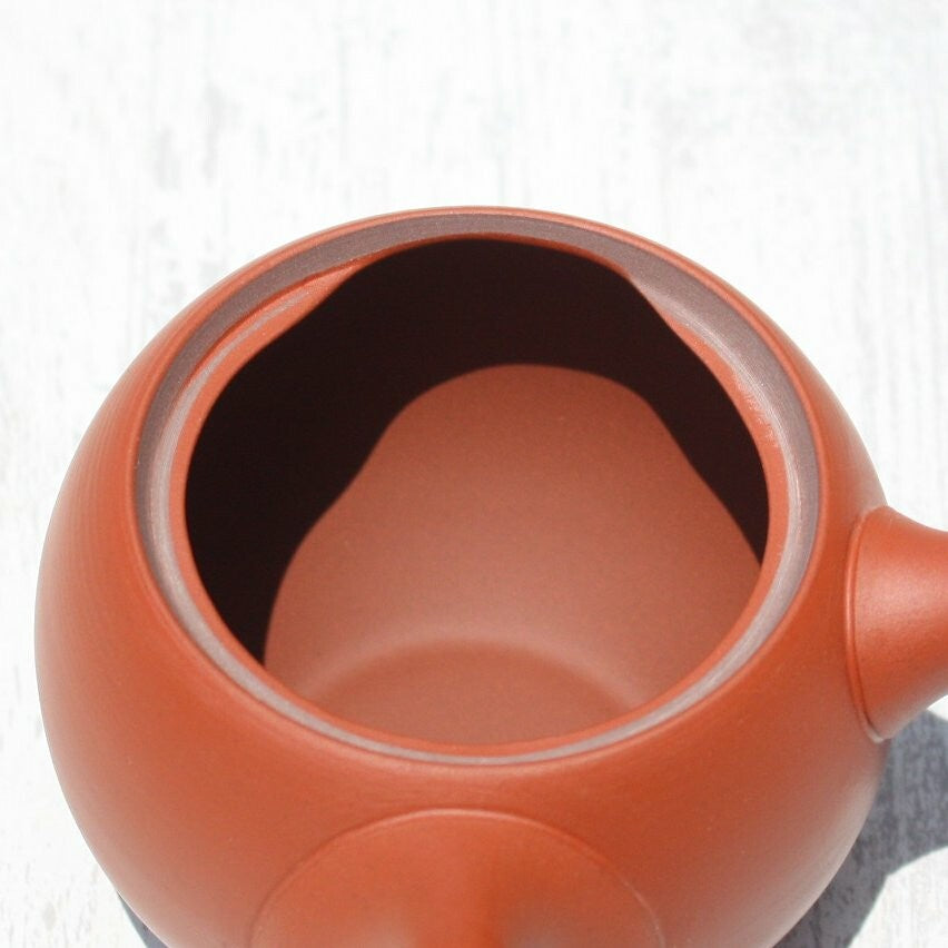 Red Clay Round Kyusu Teapot with Ceramic Strainer (Tokoname ware) - JJ Market