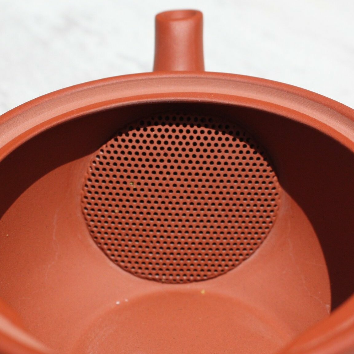 Red Clay Round Kyusu Teapot with Ceramic Strainer (Tokoname ware) - JJ Market