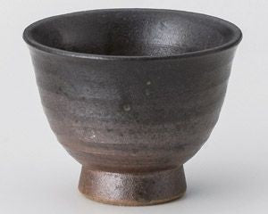 Yunomi Teacup Black Pedestal (Mino Ware) - JJ Market